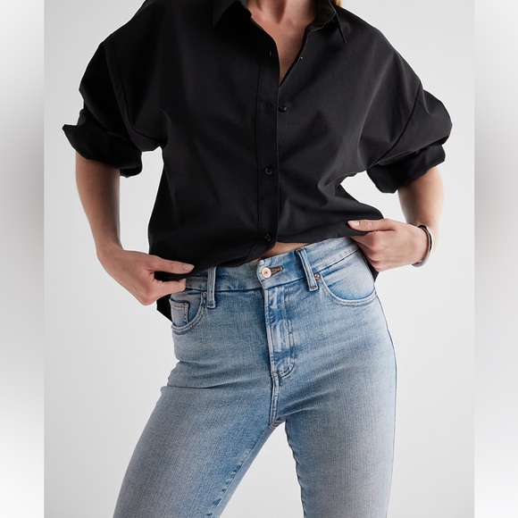 Express High Waisted Light Wash FlexX Skinny Jeans NEW size small - Picture 2 of 5